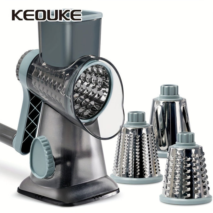 KEOUKE Rallador multiusos para queso y verduras con recipiente - Plástico duradero, superficie de rallado afilada, ideal para uso en cocina, ralla el queso perfectamente para desayuno, brunch y más.