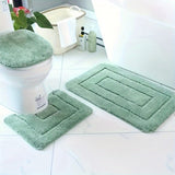 Conjunto de 3 alfombras de baño de microfibra ultrafina - Secado rápido, absorbente, antideslizante, alfombra de baño en forma de U, tapa de inodoro, poliéster tejido, resistente a la decoloración, densidad de 1500 g/m², grosor de 2 cm, lavable a máquina