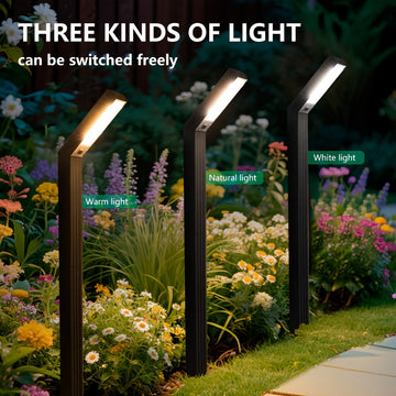 Luz solar exterior HOTU - Iluminación solar de 12 horas para senderos, aceras, garajes, senderos de paisaje, iluminación de paisaje | Luz exterior moderna | Soporte de plástico duradero, luces solares