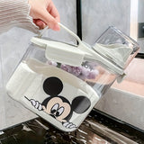 Contenedor de detergente para ropa con diseño de Mickey Mouse, 1 unidad, tapa medidora, gran capacidad, recipiente sellado para suministros de lavandería, cubeta de almacenamiento para ropa, diseño divertido, plástico duradero
