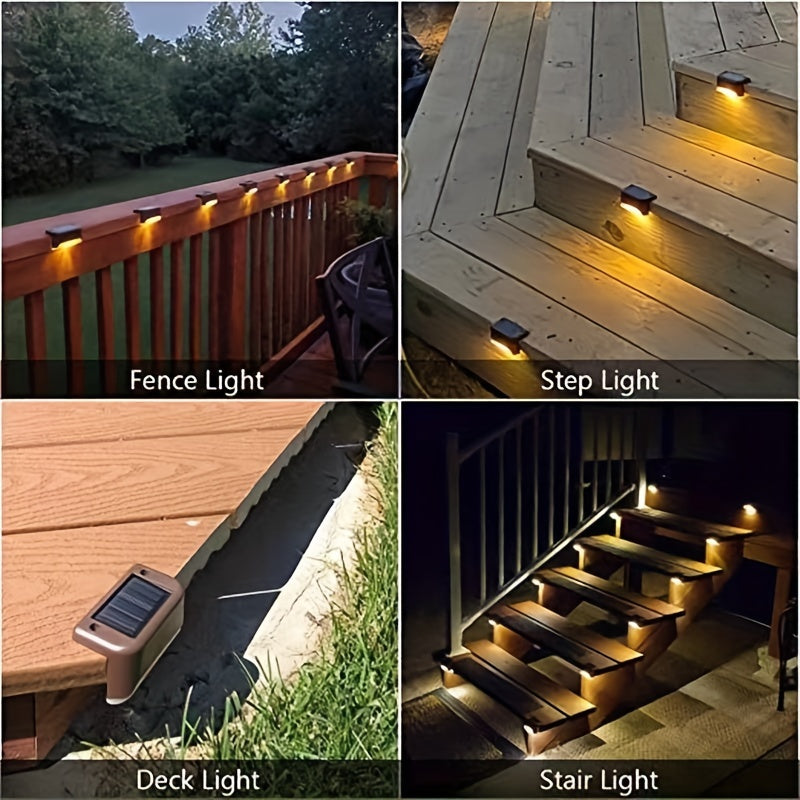 Paquete de 8/16 Luces Solares para Escaleras Exteriores, Iluminación LED para Pasos en Balcón, Patio y Jardín, Decoraciones para Senderos, Eficientes Energéticamente y Fáciles de Instalar, Sin Necesidad de Cableado