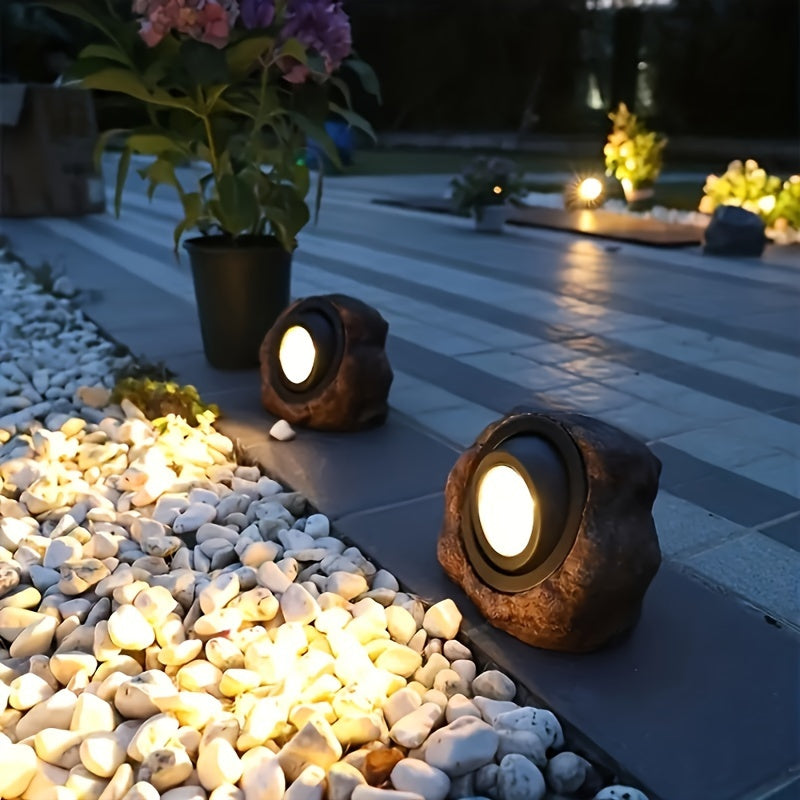 1pc de Lámpara de Piedra de Simulación Solar, Disponible en Luz Cálida/Luz Blanca, con Dos Opciones de Colores LED, Adecuada para Caminos, Patios, Céspedes, Jardines de Villa y Como Regalos para Navidad y Halloween.