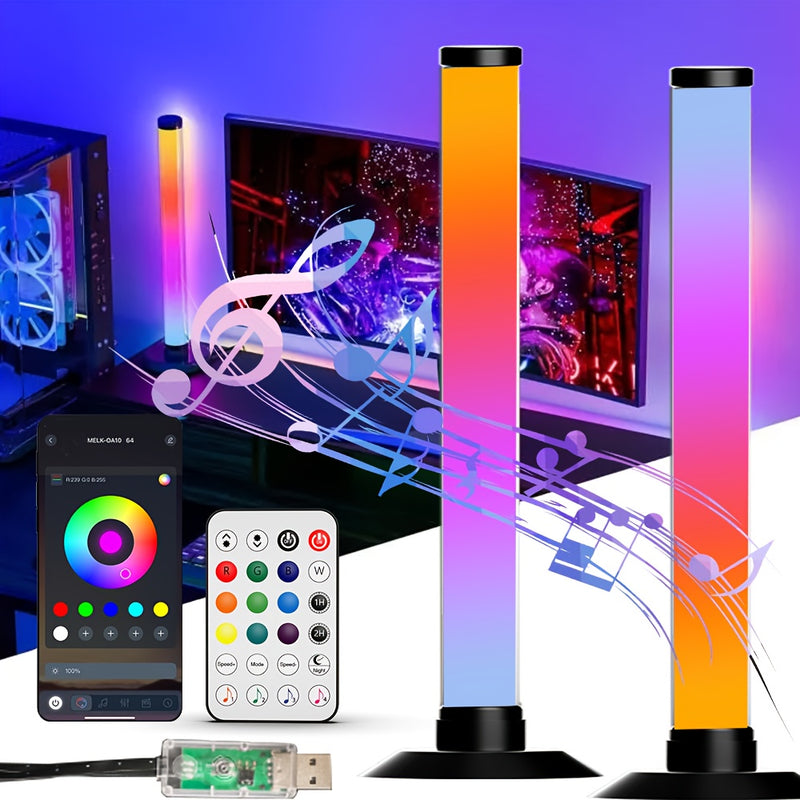 2 barras de luces LED inteligentes NBBUFF para habitación, IC+RGB con control remoto y app, modo de sincronización con música dinámica, alimentación por USB, inalámbricas, cambio de color, regulables, ideales para PC, retroiluminación de TV, salón de mús