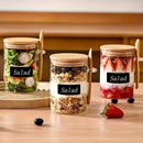 Juego de 6 recipientes transparentes con tapas de bambú, cucharas y etiquetas, frascos herméticos para azúcar, condimentos, té, café, harina, granos y sales de baño