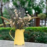 Jarrón de Hierro Amarillo Vintage - Jarra Rústica Shabby Chic con Diseño Floral, Decoración para Halloween Navidad Acción de Gracias sin Necesidad de Electricidad