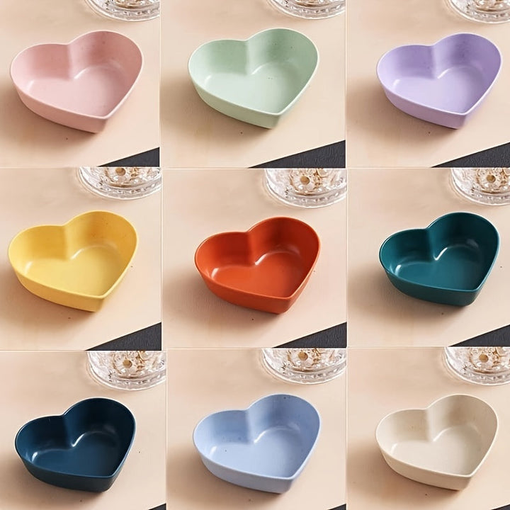 6 platos de plástico en forma de corazón, platos para encurtidos, platos para salsa de carne, recipientes para condimentos, tazones para salsa de queso, platos creativos para salsa de tomate, platos irrompibles para salsas, ideales para acompañamientos,