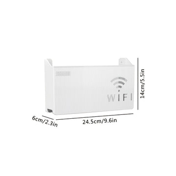 Soporte para Router Inalámbrico de Fácil Instalación - Caja de Almacenamiento de Montaje en Pared sin Taladro, Acabado Pulido, Organizador Multiusos para Hogar y Oficina, Ganchos de Utilidad