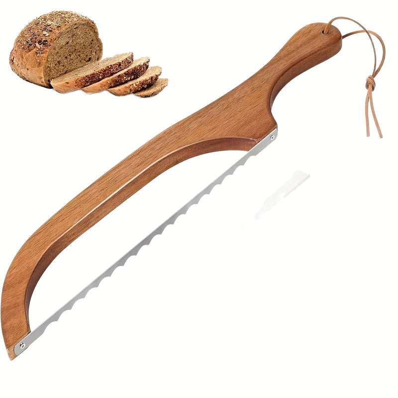 Navaja de Pan Premium con Mango Ergonómico - Cuchilla Ajustable para Cortes Uniformes, Herramienta Rústica para Panadería Artesanal y Repostería, Diseño en Madera Natural para Panaderías Profesionales y Cocinas Hogareñas, Presentación Estética Artesana,