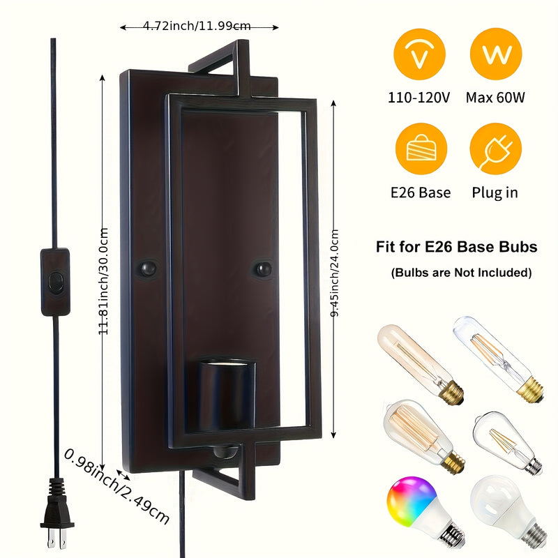 Juego de 2 lámparas de pared estilo granja con pantalla metálica, ideal para dormitorios y estudios (bombillas no incluidas)