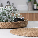 Conjunto de 4 posavasos tejidos a mano con soporte - 30 cm/11,8 pulgadas, material natural, adecuado para Navidad, Halloween, Pascua, Hanukkah, Acción de Gracias y más - Perfecto para la decoración del hogar y bodas