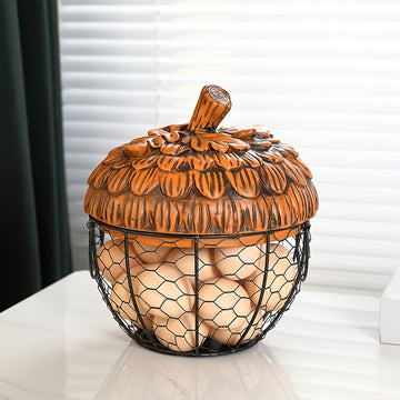 Encantadora Cesta de Almacenamiento de Cerámica con Forma de Gallina y Tapa - Organizador de Cocina Multiusos para Huevos, Frutas, Verduras y Más - Decoración Rústica de Granja, Ganchos de Utilidad