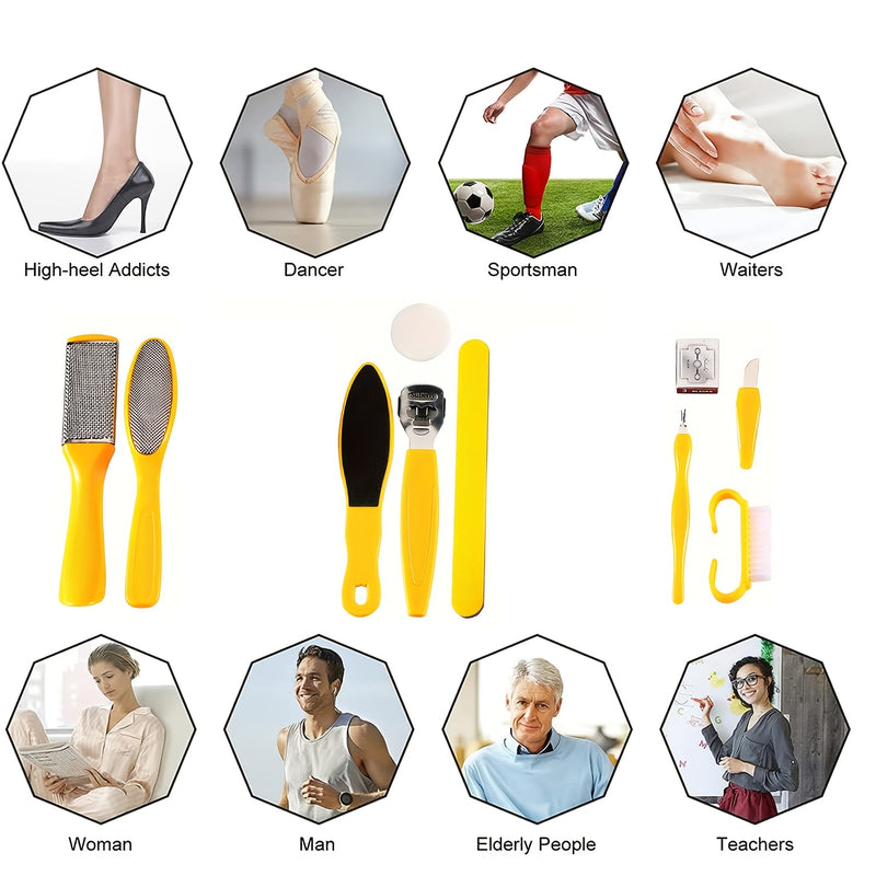 Set de exfoliador de pies multiusos, removedor de callos manual, exfoliante de piel muerta, kit de herramientas para pedicura para adictos a los tacones altos, bailarines, deportistas, meseros, mujeres, hombres, ancianos, maestros - Plástico, sin perfume