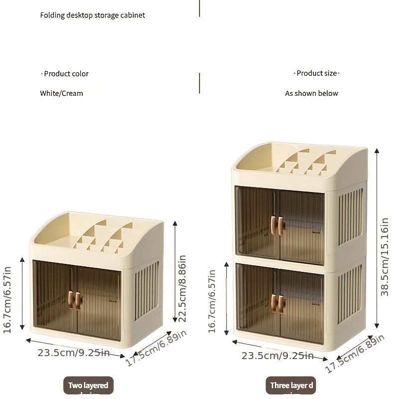 2025 Caja de Almacenamiento de Cosméticos de Escritorio Plegable de Lujo Joven Estilo Cajón de Múltiples Capas para el Cuidado de la Piel Ampliada y Engrosada para un Transporte Fácil
