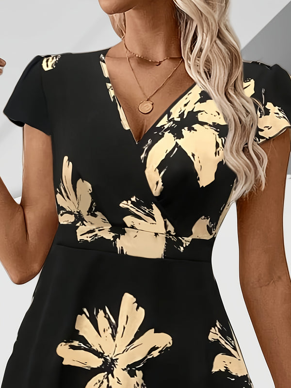 Vestido con escote en V profundo y corte en la cintura