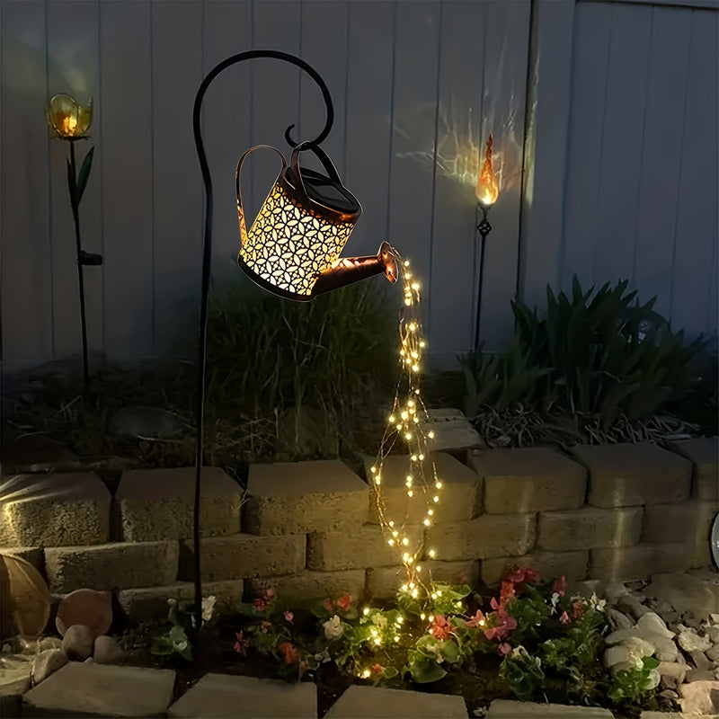 2 piezas de lámpara solar de fuente con luz cambiante y cálida, interruptor automático con sensor de luz para exteriores, ideal para jardines, céspedes, patios y mesas de comedor, un regalo perfecto para estrenar casa o para días festivos