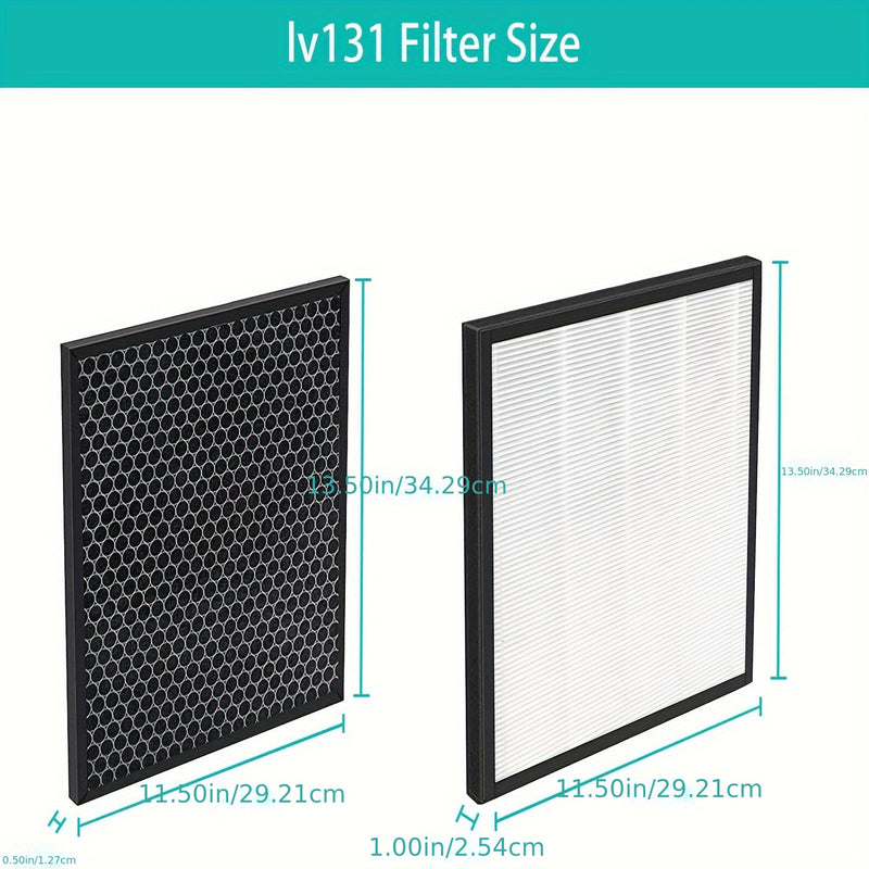 2-Pack Filtros True HEPA y Carbón Activado para Purificador de Aire LEVOIT LV-PUR131, Conjunto de Filtros de Repuesto Compatibles