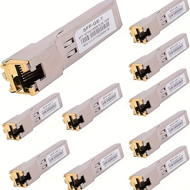 Módulo de cobre SFP de 1 Gb con conectividad RJ45 de 1000 Mbps, 10/100/1000Base-T, transceptor SFP-T intercambiable con calor para intercambios Cisco/Huawei/H3C/Ruijie/Intel, convertidores de medios de fibra, routers y firewalls - Solución de red de alta