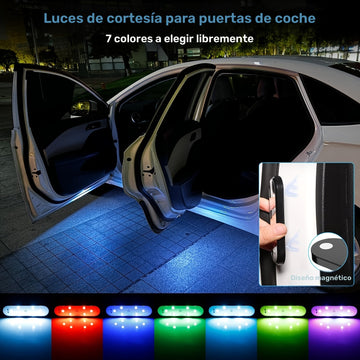 Conjunto de 2 Luces Decorativas LED para Puerta de Coche con Sensor de Luz, Luz Ambiental Interior y Luz Inferior