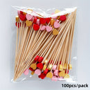 100 piezas de Pinchos de Bambú 12 cm/4.72 pulgadas - Pinchos Desechables con Forma de Corazón para Alimentos para San Valentín, Bodas, Aniversarios, Fiestas - Suministros de Cocina y Restaurante de Alta Calidad, Utensilios de Bambú