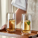 4/6 piezas Tazas de vidrio aislado de doble pared de borosilicato, sin plomo, reutilizables, redondas, seguras para congelador, multiusos, con seguridad para lavadora para uso en el hogar, vasos para leche y bebidas