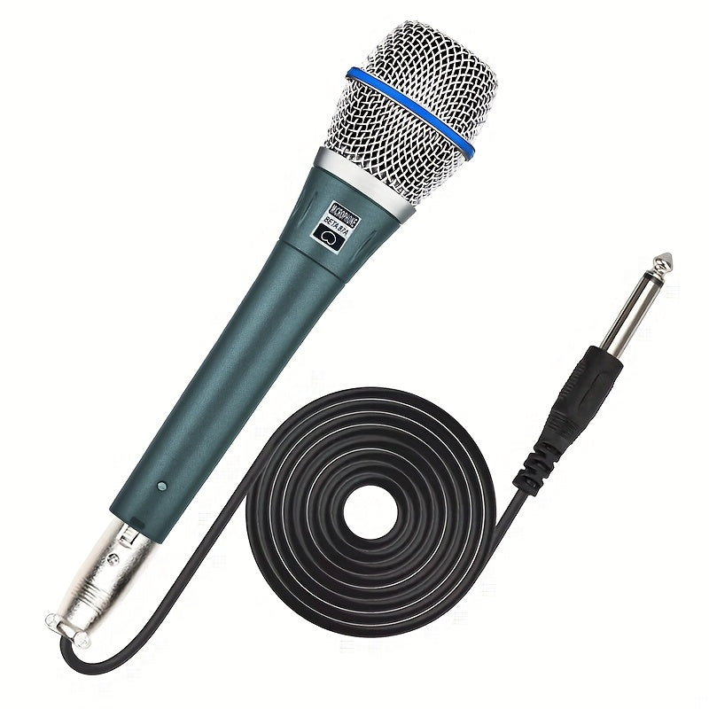 Micrófono dinámico profesional 87A, con conector de 6,35 mm, sonido HD, construcción duradera, ideal para karaoke, canto en escena, grabación vocal, actuación, discursos - No requiere batería, accesorio para cantar | Presentación audaz | Construcción dur