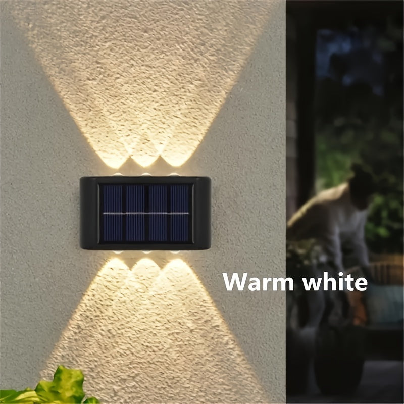2 luces solares para pared, estilo nórdico, iluminación exterior para hogar y jardín, fácil instalación, ahorro de energía (blanco/ámbar)