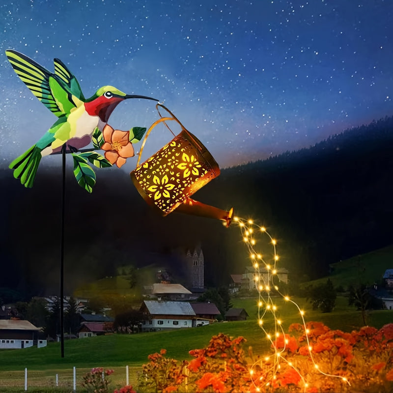 Luces solares para colgar al aire libre, faroles de colibríes para exteriores, nuevas luces de riego, sombras hermosas, guirnaldas espectaculares, regalos para hombres y mujeres, césped, escritorio, camino, paisaje, decoración de jardín