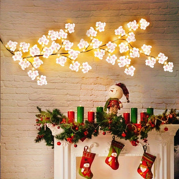 Guirnalda de Cerezo con Flores Artificiales TPGEBO de 1 pieza y 100 LEDs - Ramas Flexibles Alimentadas por USB, Luces de Hada Blancas Cálidas de 179.98 cm para Navidad, Día de San Valentín, Primavera, Fiesta de Año Nuevo (Baterías No Incluidas), Decoraci