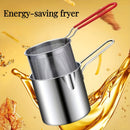 Freidora de acero inoxidable con cesta y clip - Mini freidora de 1,2 l sin carga y de bajo consumo para cocinas de inducción y gas, perfecta para freír patatas fritas, pollo, nuggets - Utensilios de cocina con mango