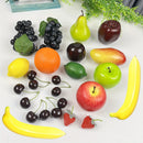 Conjunto de 20 Piezas de Frutas Realistas - Fresas, Manzanas, Peras, Limones, Naranjas, Uvas, Cerezas, Mangos y Plátanos Artificiales para Decoración del Hogar, Fiestas y Exhibición Navideña, Accesorios de Fotografía, Decoración de Frutas para Fiestas