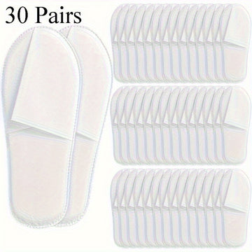 30 Pares de Zapatillas Desechables para Hoteles - Zapatillas Higiénicas y Transpirables para Spa, Grises y Blancas, Cómodas para Viajes y Uso en Espacios de Limpieza, Suministros de Poliéster Duraderos de Un Solo Uso