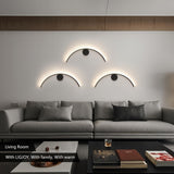 1 pieza de moderno reloj de pared de metal, lámpara de pared de media luna LED, reloj de pared mate negro, muy adecuado para dormitorio, sala de estar, pasillo, escaleras, hotel, restaurante, decoración.