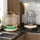 1 Portavasos Giratorio - Diseño de Hierro Elegante con Base Dorada, Sostiene 6 Tazas, Ideal para Encimeras de Cocina y Baño, Seguro para Lavavajillas, Almacenamiento de Tazas Colgantes