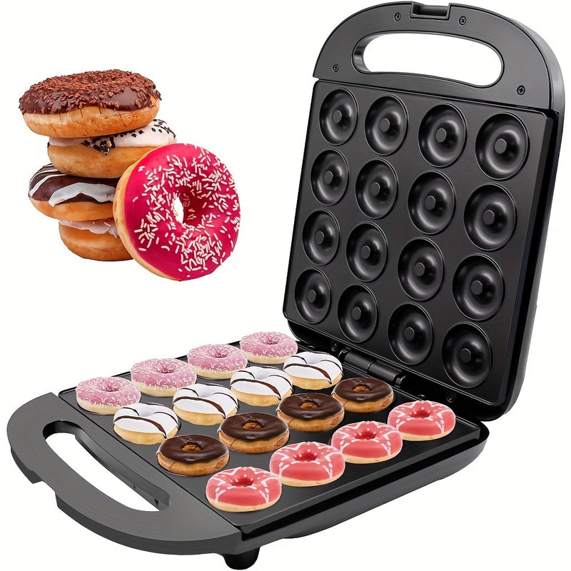 Hacedor de Donas Mini de 1000W, Capacidad para 16 Donas - Máquina de Donas para el Hogar - Superficie Eléctrica Antiadherente, Hacedor de Donas para Niños, Hace Donas Negras