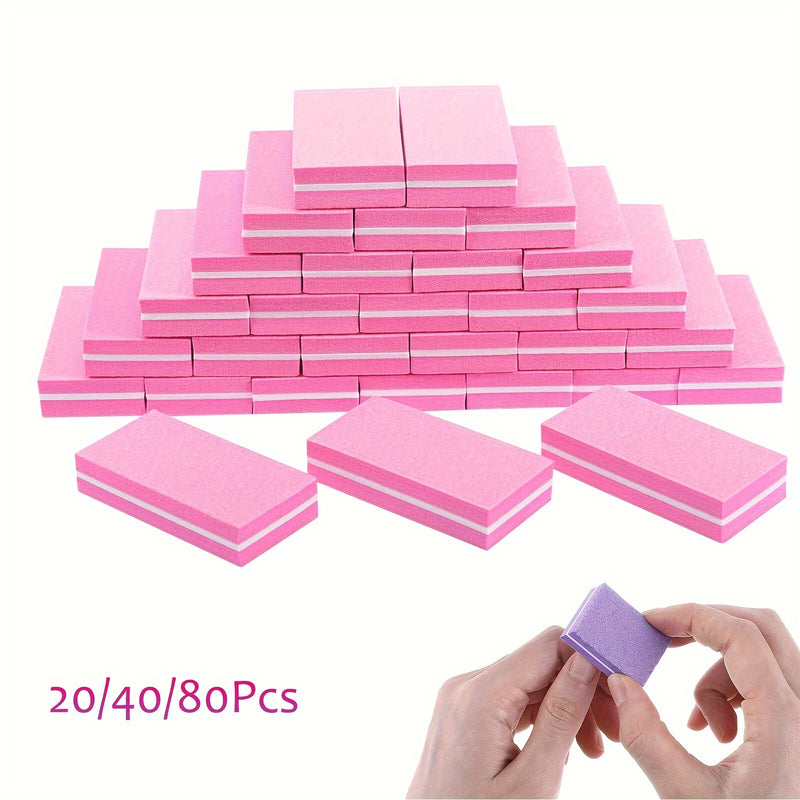 Limas de Uñas (Paquete de 20/40/80), Bloque Mini Limador para Uñas Acrílicas y Naturales, Set de Bloques de Pulido con Grano 100/180 para Manicura Profesional