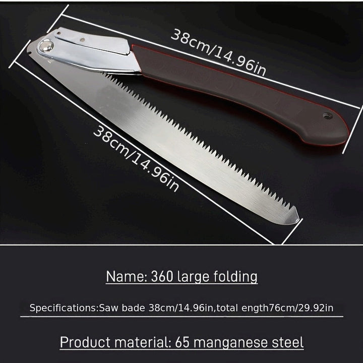 Sierra de Podar Plegable de Alta Resistencia de 14 Pulgadas con Hoja Curva SK5 - Dientes de Cuchilla Triplo para Árboles, Corta Madera, Camping, Jardinería, Senderismo y Paisajismo - Mango Ergonómico Rojo y Blanco, Esenciales para el Camping | Diseño Ple