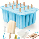 Moldes para Paletas de Silicona, Juego de 12 Bandejas para Congelador, Moldes Caseros para Helados en Barra