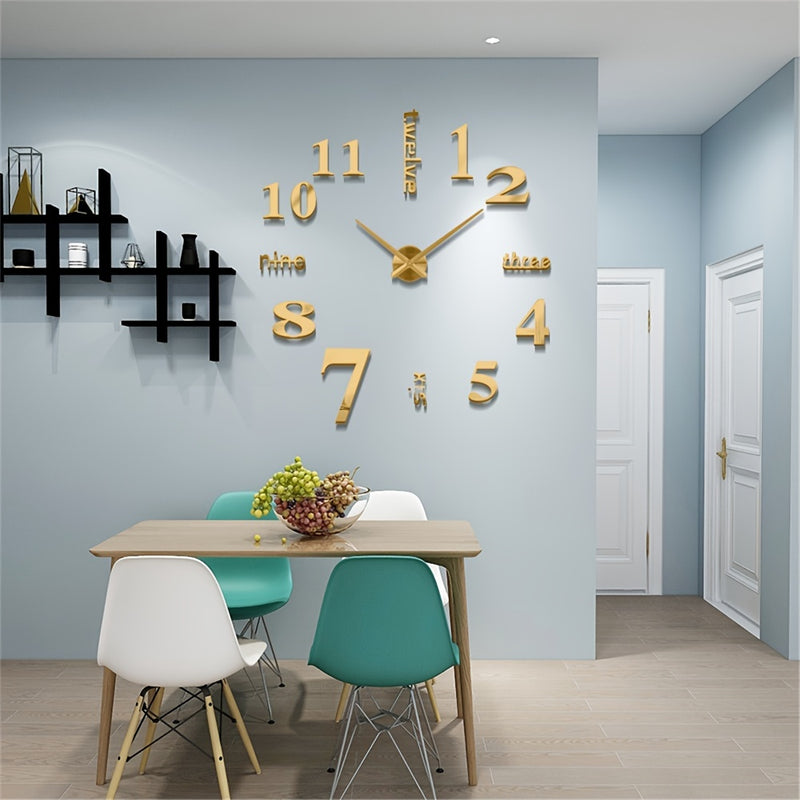Relojes de Pared Grandes sin Marco JUJUDA 3D para Decoración de Sala, Pegatinas de Reloj Grande Moderno para Cocina y Dormitorio, Kit de Reloj Gigante Silencioso para Decoración Interior en Casa u Oficina