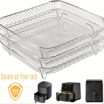 Accesorio de rejilla de acero inoxidable para freidora de aire, 3 capas, seguro para contacto con alimentos, no requiere electricidad, compatible con la cesta de Ninja, para gadget de cocina multiusos