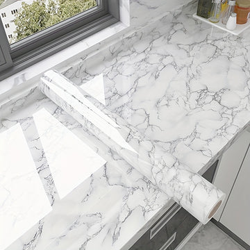 1pc de vinil adhesivo de mármol para encimeras de cocina, 200x40cm, impermeable, resistente al aceite, resistente al calor, papel tapiz DIY para renovación de armarios, estufas, campana extractora
