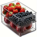 Contenedores de Almacenamiento de Plástico Transparente con Asas - Organizadores Herméticos Apilables para Congelador y Nevera, Frutas, Verduras, Huevos y Granos Secos - Ahorra Espacio en la Cocina