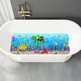 Alfombra de Baño para Tubería, 101.6 x 40.64 cm Extra Larga Antideslizante con Patrón de Tortuga Marina, Alfombrilla para Ducha y Bañera con Ventosas y Agujeros de Drenaje, Lavable a Máquina