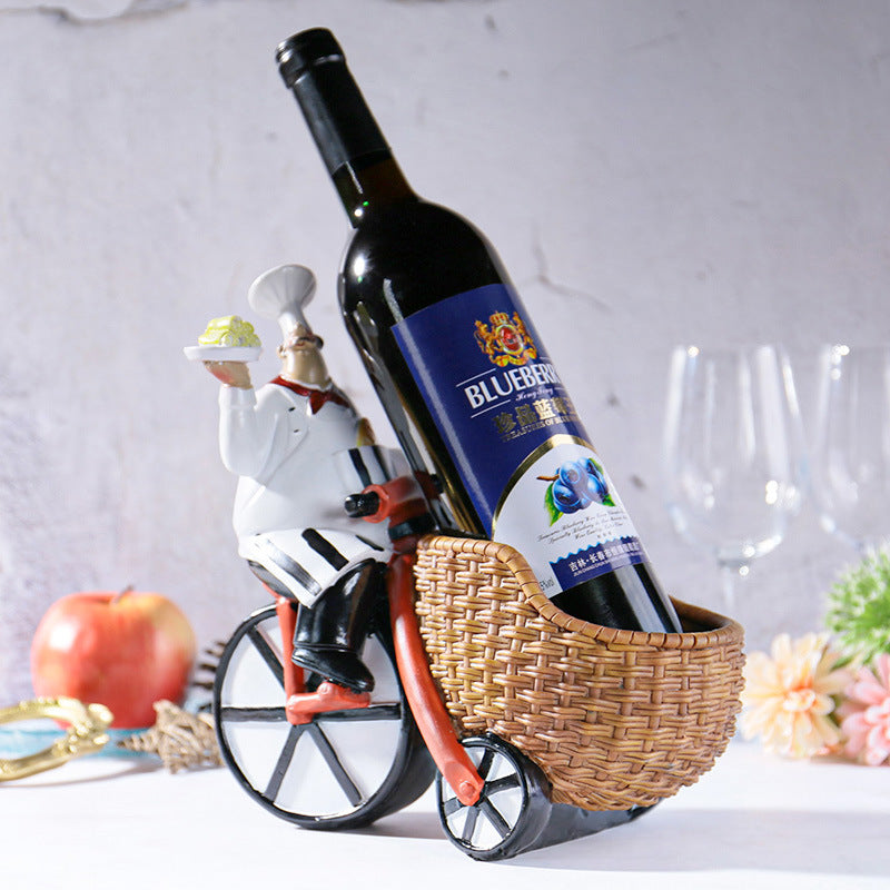 Soporte para Vino de Chef Encantador y Cisne - Pieza Decorativa de Estilo Europeo en Resina para el Hogar, Sala de Estar o Almacenamiento de Enfriadores de Vinos, Capacidad para Múltiples Botellas con Diseño Elegante