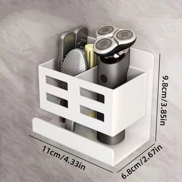 Un cilindro de almacenamiento para peines en el fregadero, un soporte para cepillo de dientes y afeitadora para el baño, una caja de almacenamiento para limpiador facial y un organizador de montaje en pared que no requiere taladro, caddies de ducha