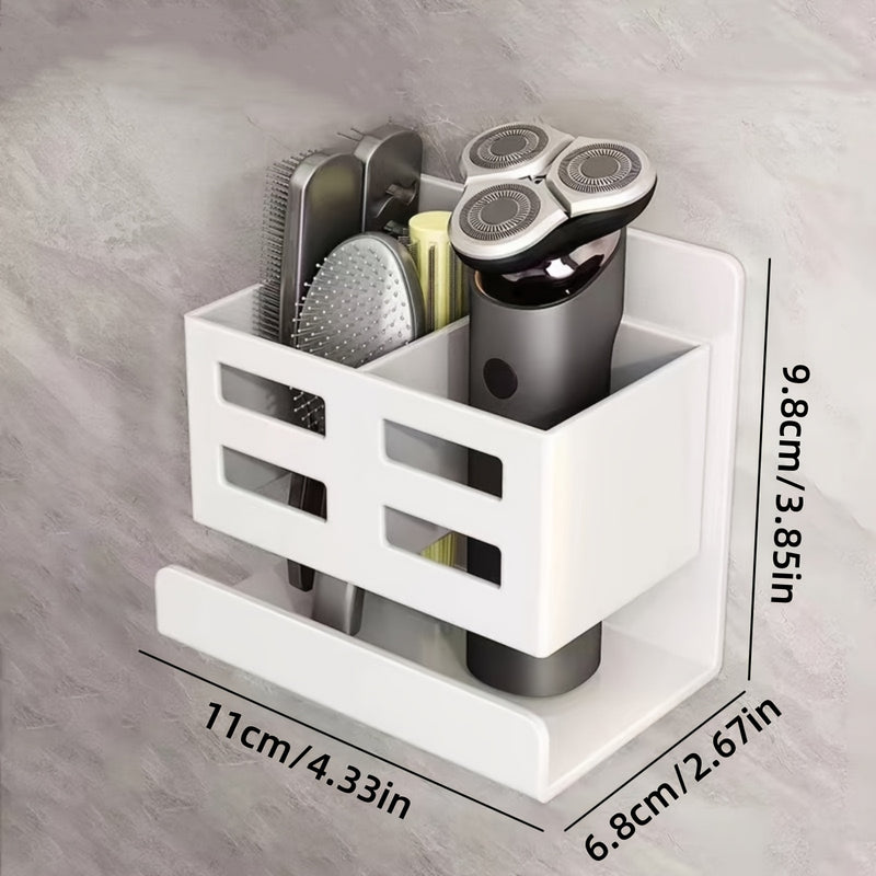 Un cilindro de almacenamiento para peines en el fregadero, un soporte para cepillo de dientes y afeitadora para el baño, una caja de almacenamiento para limpiador facial y un organizador de montaje en pared que no requiere taladro, caddies de ducha