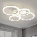 Luminaria de techo LED moderna - Sombra de acrílico de 4 anillos, montaje semibrillo, iluminación superior desmontable de 4000K no regulable para cocina, sala de estar, dormitorio, lavandería - Iluminación de área interior, cableado, incluye hardware de