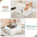 Juego de mesa y sillas soltarabebe, mesa de madera para niños con pizarra negra, sillas ajustables en altura, ideal para dibujar, comer y fácil almacenamiento