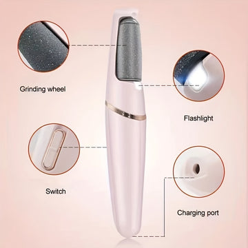 Extracción de pies eléctrica recargable por USB - Herramienta de epilación inalámbrica automática para cuidado de pies muertos, claros, rotos y duros, diseño de plástico duradero con 3 modos (calentamiento, enfriamiento, rápido), accesorio de cuidado de