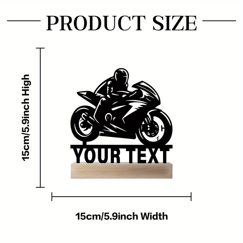 Decoración de escritorio de motocicleta de metal personalizado con base de madera - Arte de corredor personalizado para entusiastas de motocicletas - Regalo perfecto para papá y amantes de las motocicletas