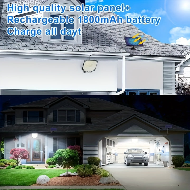 344 Luces solares para exteriores LED, luz blanca, 1pc/2piezas, impermeable, sensor de movimiento, ángulo ajustable, ideal para jardín, patio, jardín, garaje - Batería de níquel cargada por energía solar, iluminación exterior | Luz exterior moderna | Luc